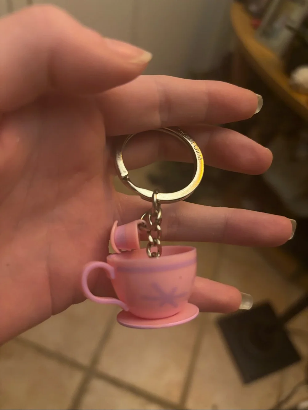 Disney Pink Teacup Keychain Charm